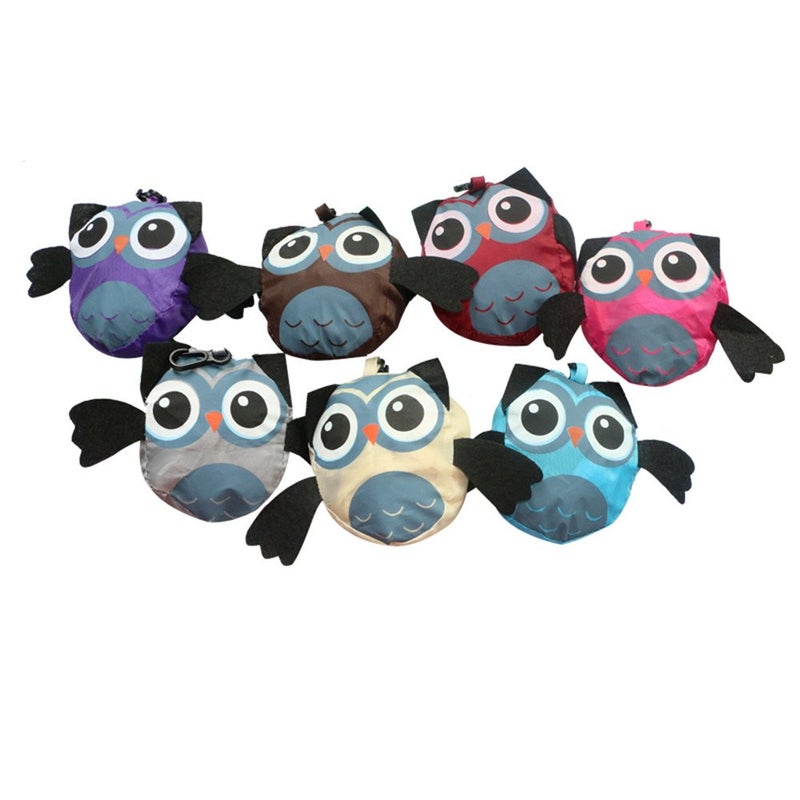 Moolecole 7pcs Cute Owl Portable Shopping Bag Foldable Grocery Folding Bags (Random Color) - Image 2